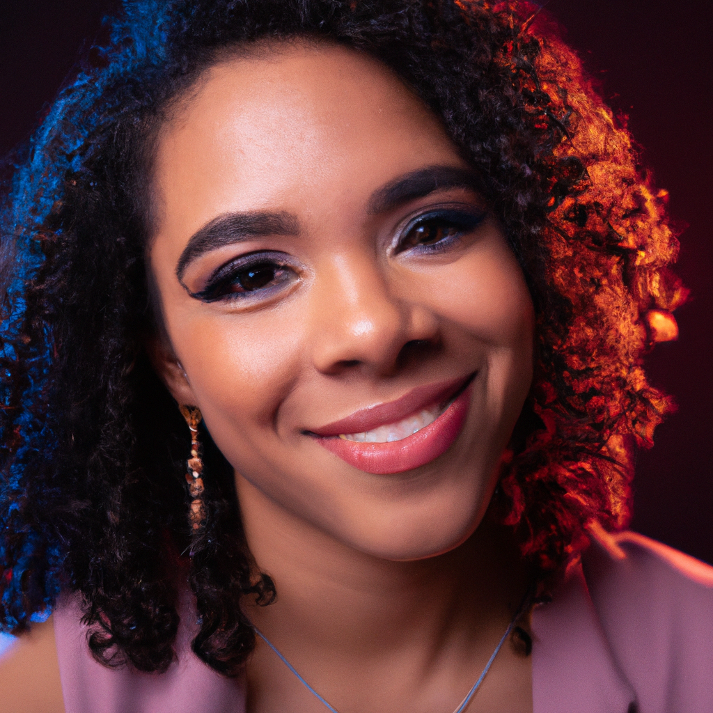 Retrato de mujer afrocolombiana con iluminación butterfly